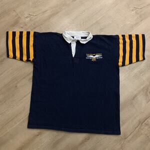 Vintage Halbro Roger Williams University Hawks RWU Rugby Shirt Men's XL Navy